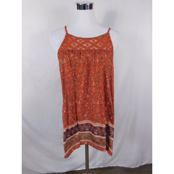 No Boundaries XXL Burnt Orange Floral Lace Mini Dress Boho Witch - Picture 1 of 12